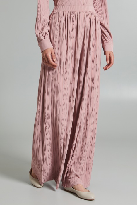 Pantalones amplios plisados, de punto