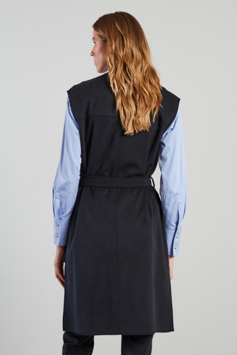 Gilet lungo in jersey suede