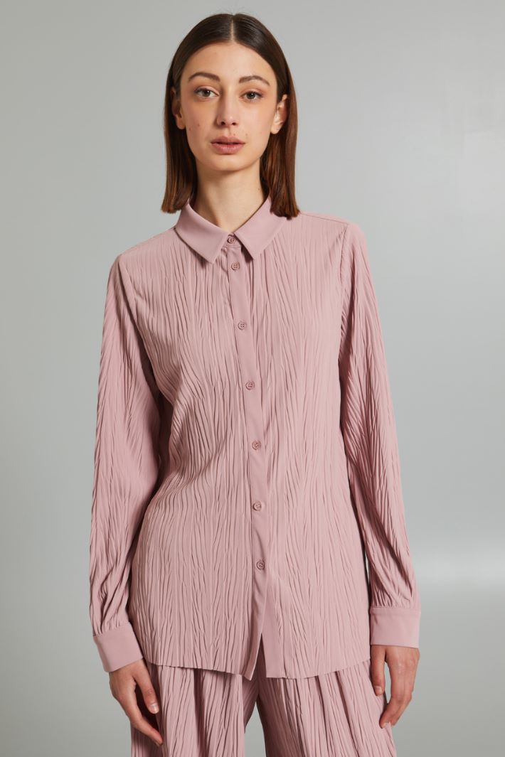 Pleated jersey polo-style blouse Intrend - 3