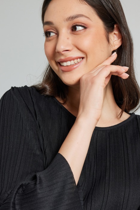 Blusa in jersey plissé