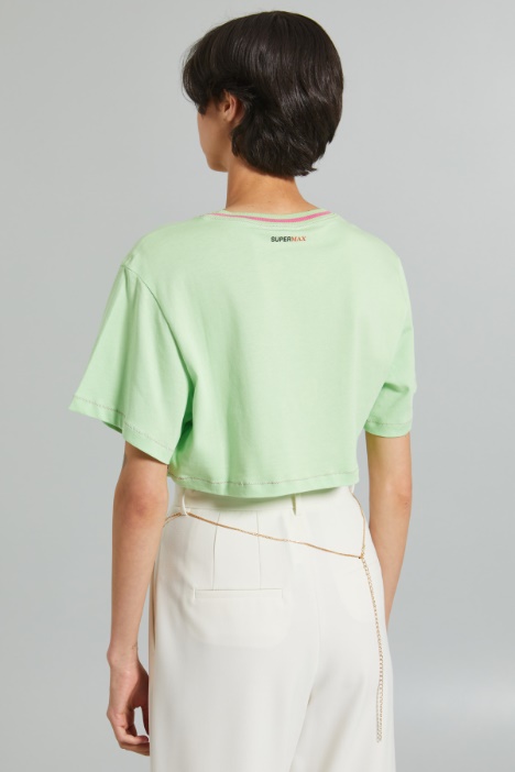 T-shirt cropped con stampa