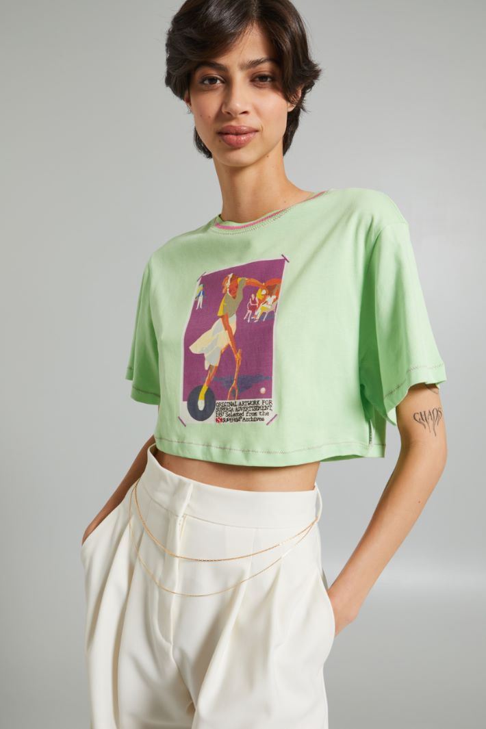 Printed cropped T-shirt Intrend - 3