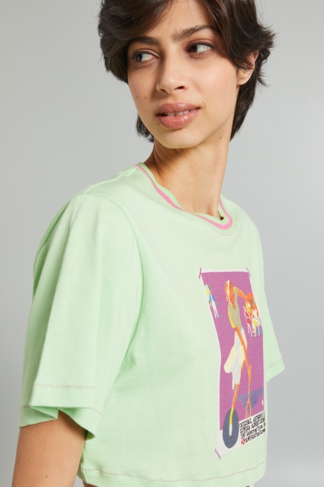 T-shirt cropped con stampa