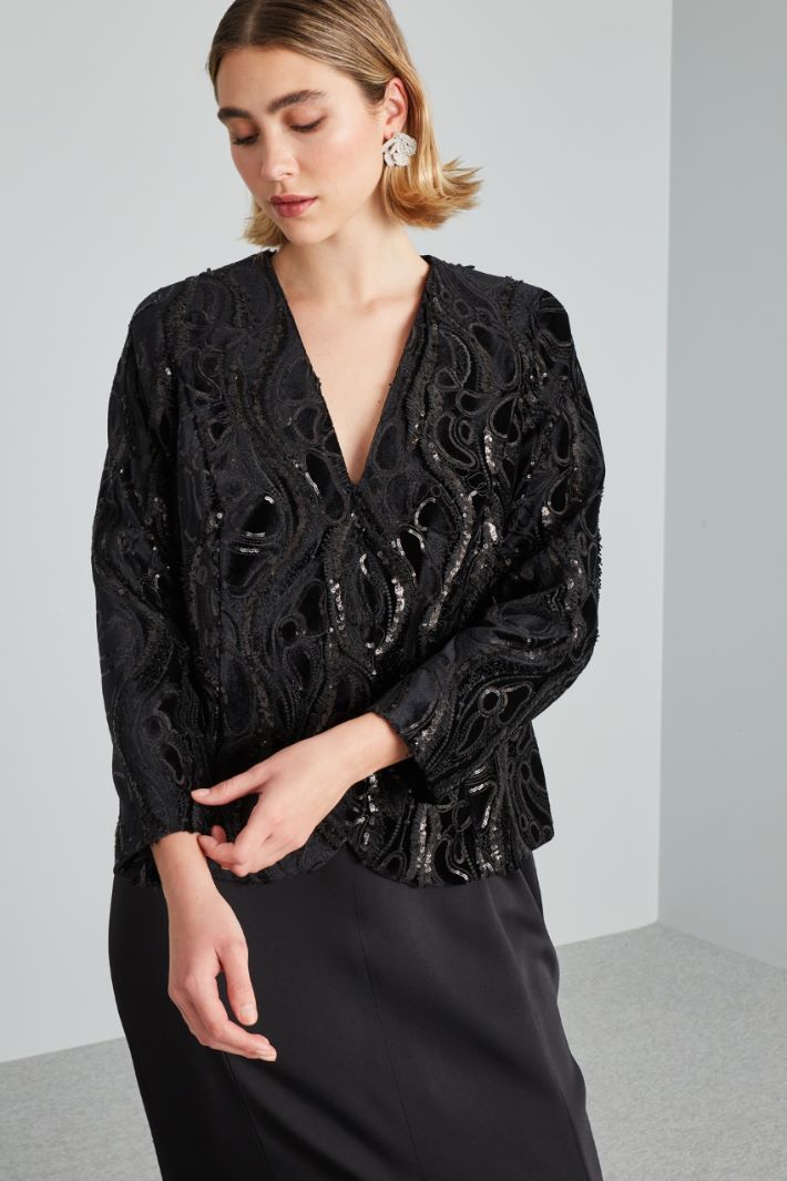 Embroidered velvet jacket Intrend - 3