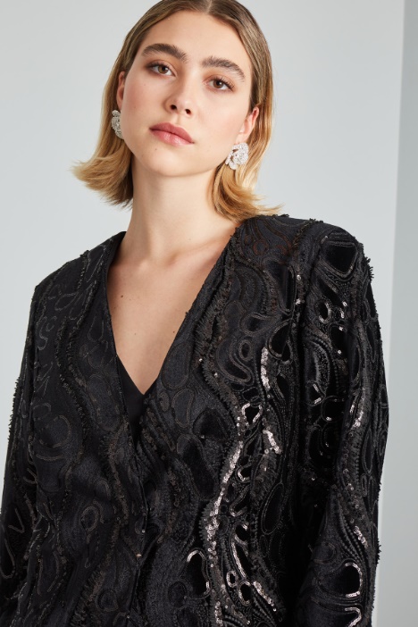 Giacca in velluto ricamato