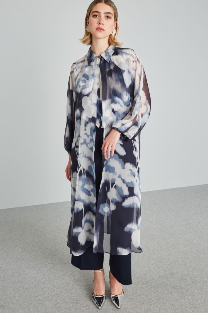 Printed chiffon duster coat Intrend - 3