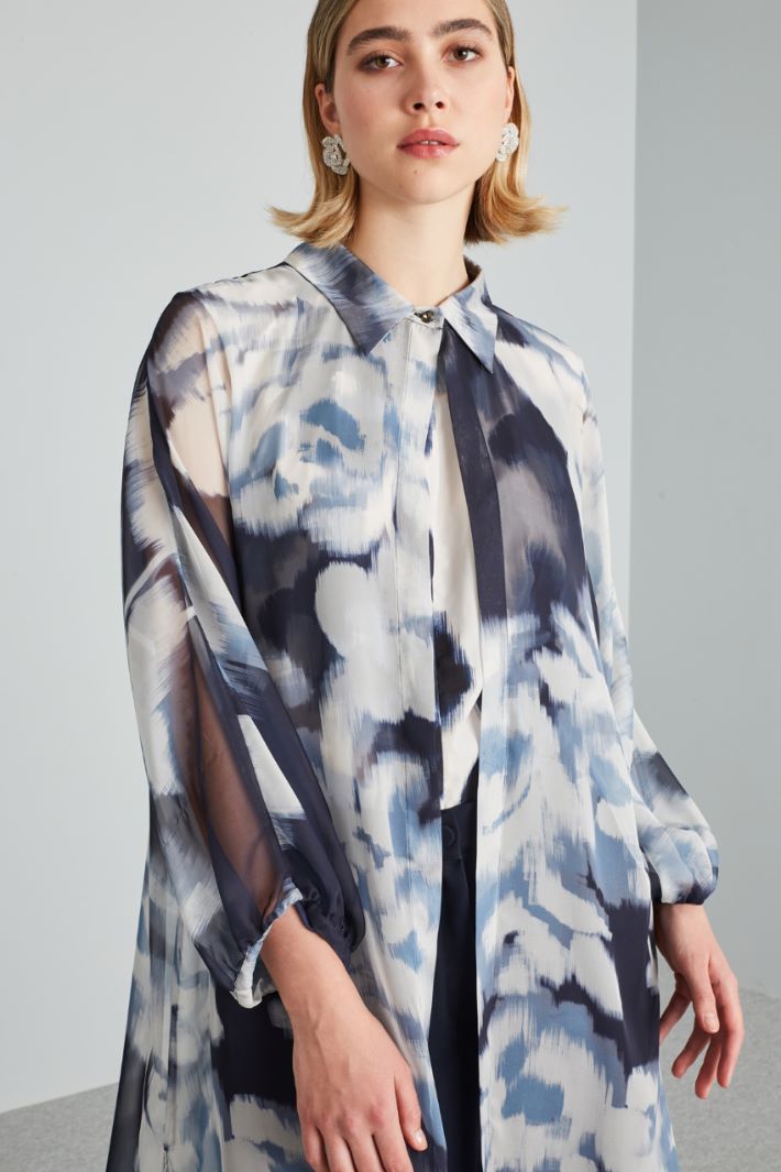 Printed chiffon duster coat Intrend - 4