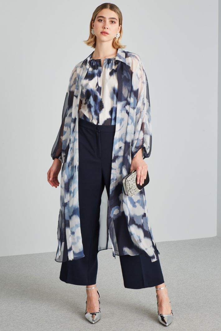 Printed chiffon duster coat Intrend