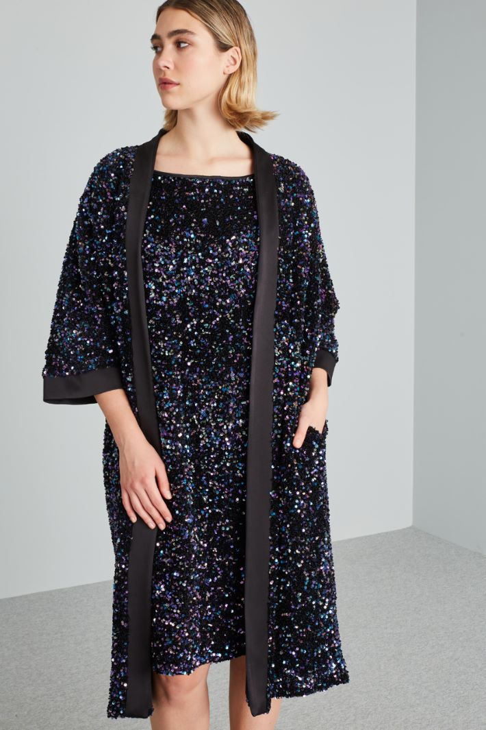 Sequinned kimono duster coat Intrend - 3