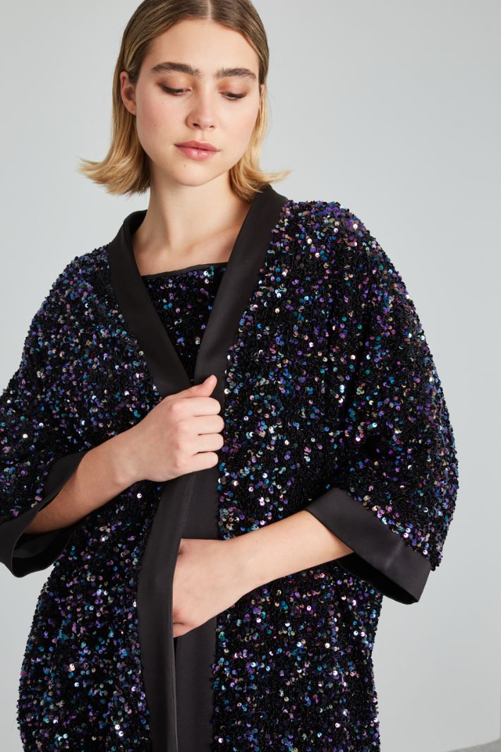 Sequinned kimono duster coat Intrend - 4