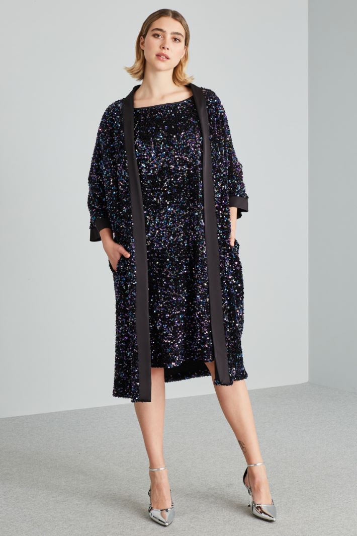 Sequinned kimono duster coat Intrend