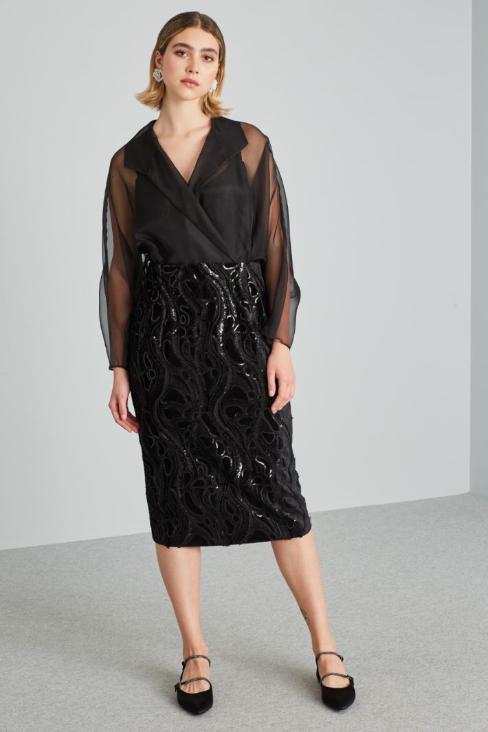 Silk organza and velvet dress Intrend