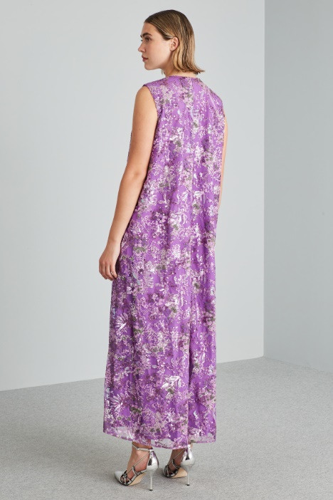 Abito lungo in tulle ricamato