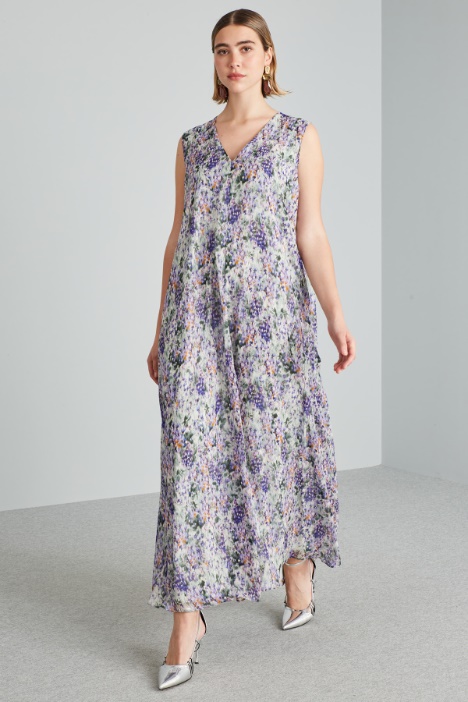 Abito lungo in georgette di seta