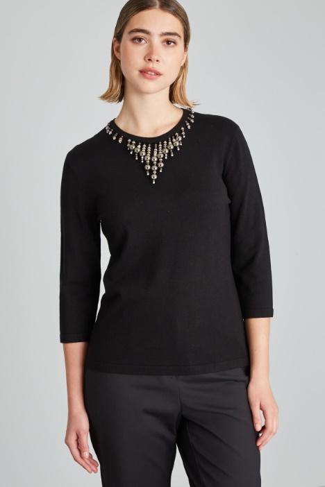 Embroidered viscose sweater Intrend