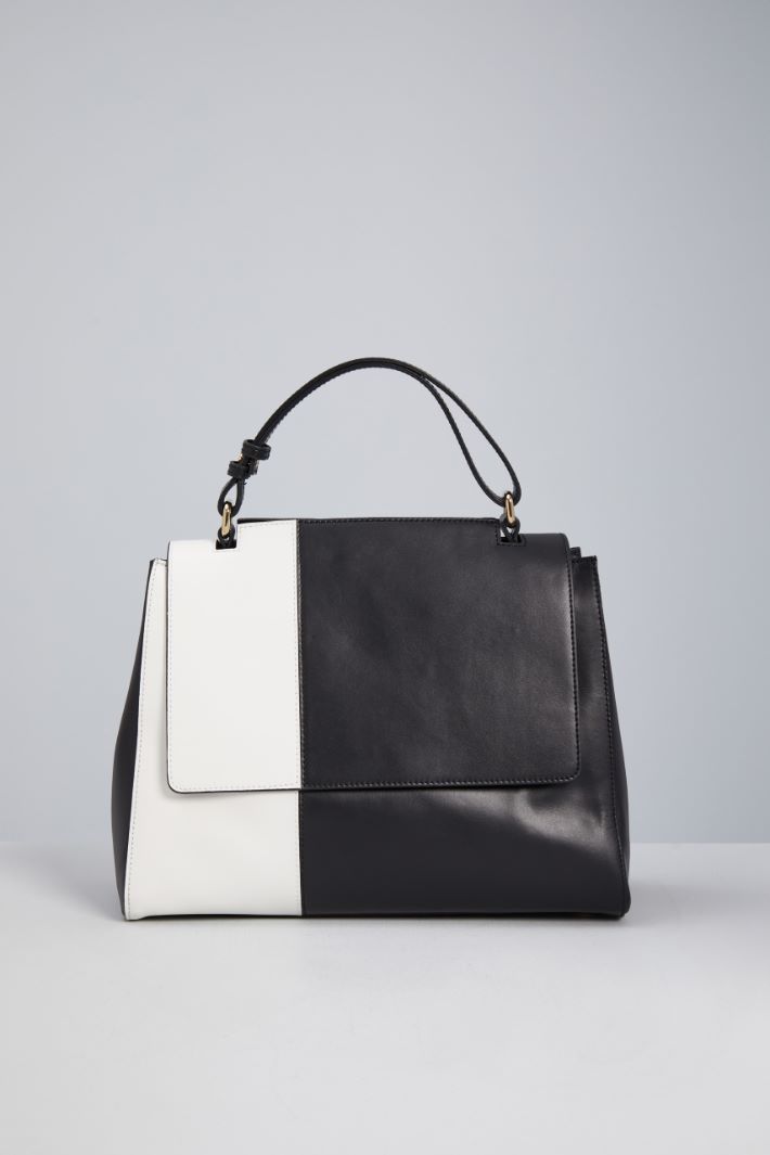 Color block leather bag Intrend