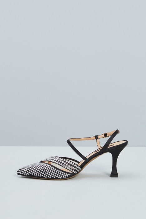 Slingback con strass e tulle