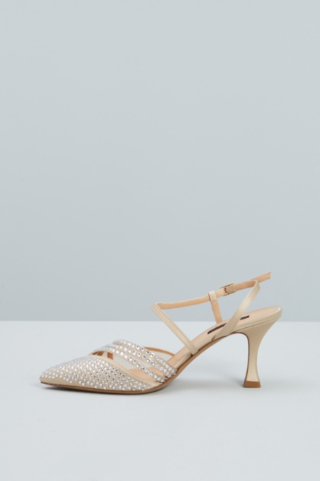 Slingback con strass e tulle