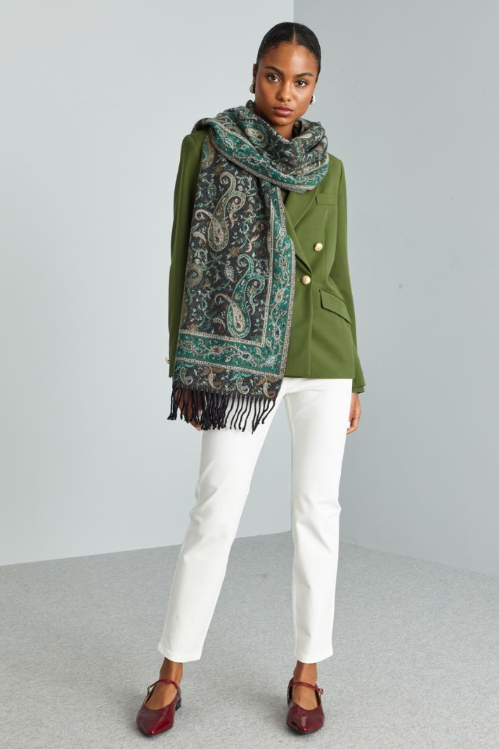 Fringed jacquard scarf Intrend