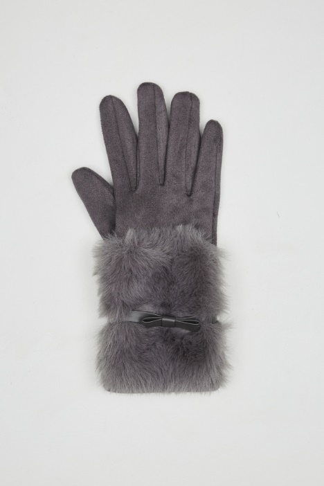Guantes con borde de pelo sintético