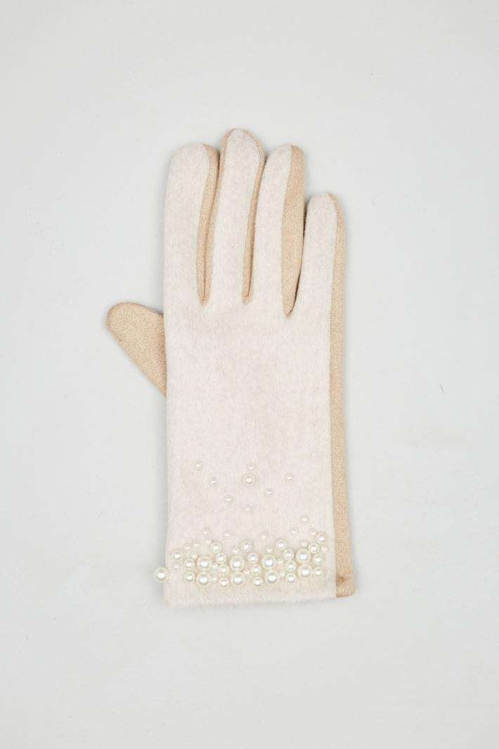 Pearl-embellished jersey gloves Intrend - 2