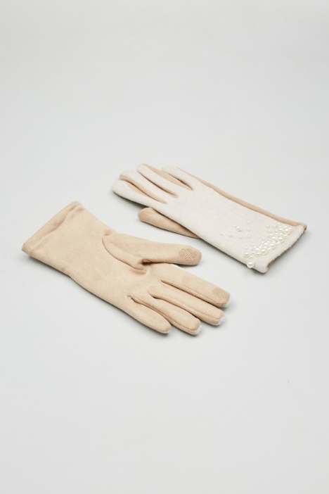 Guantes de punto con perlas Intrend