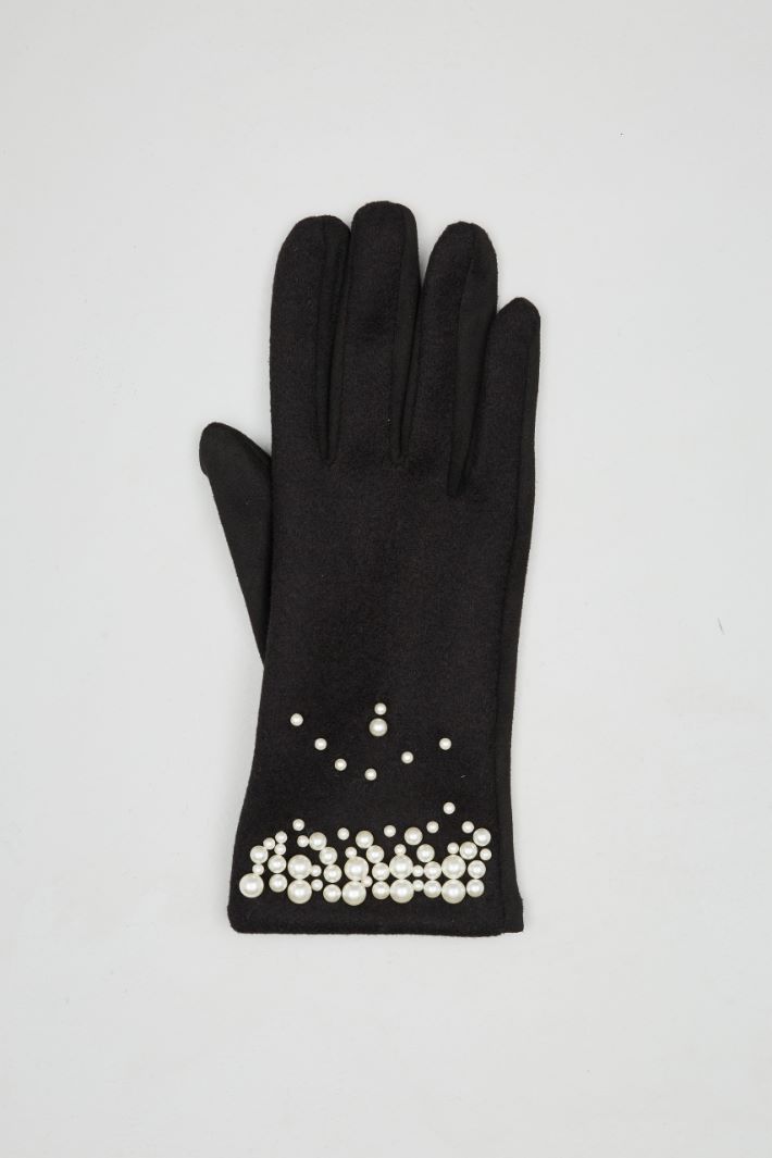 Pearl-embellished jersey gloves Intrend - 2