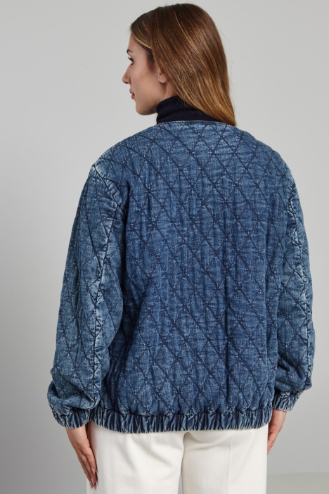 Bomber in denim trapuntato
