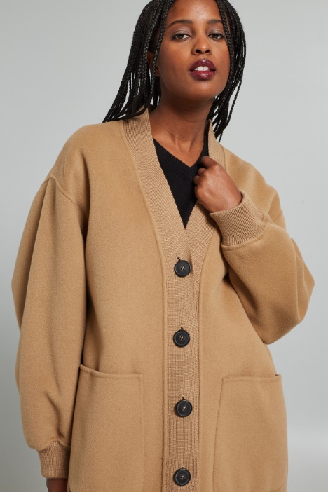 Giaccone stile cardigan in panno