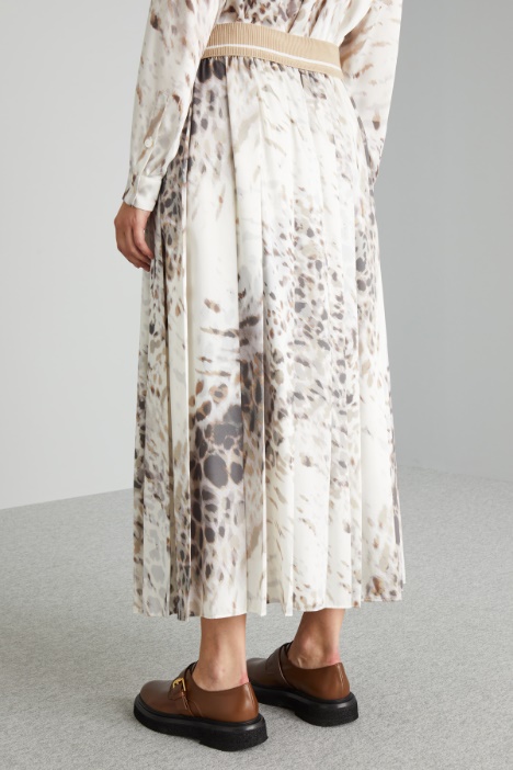 Gonna in twill con pieghe