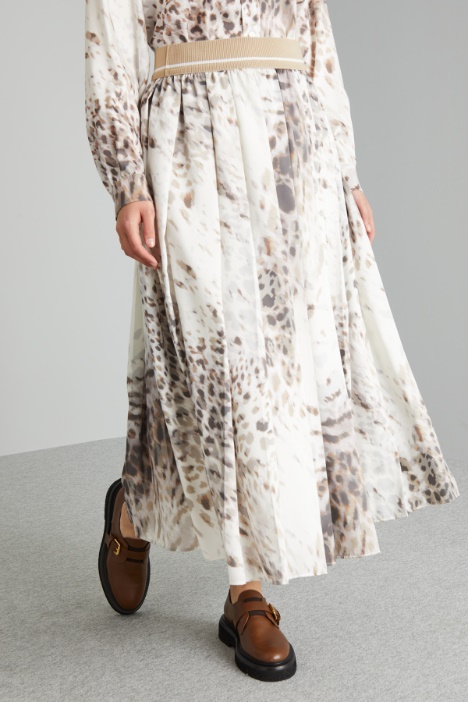 Gonna in twill con pieghe