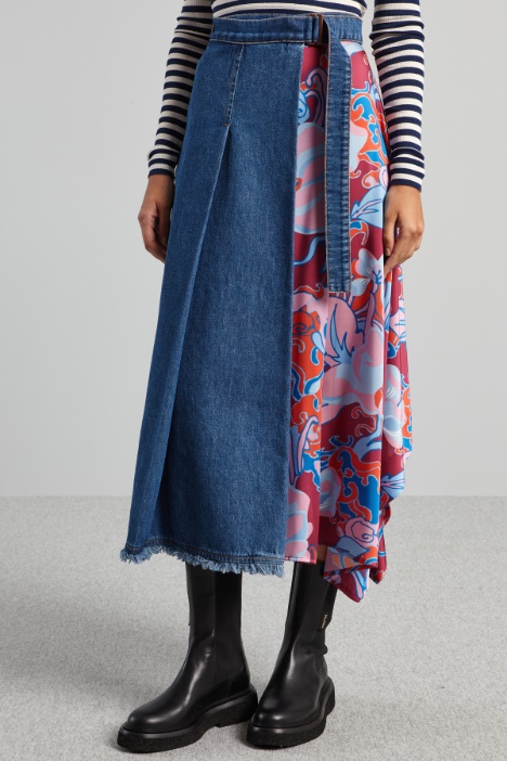 Gonna con pannello in twill