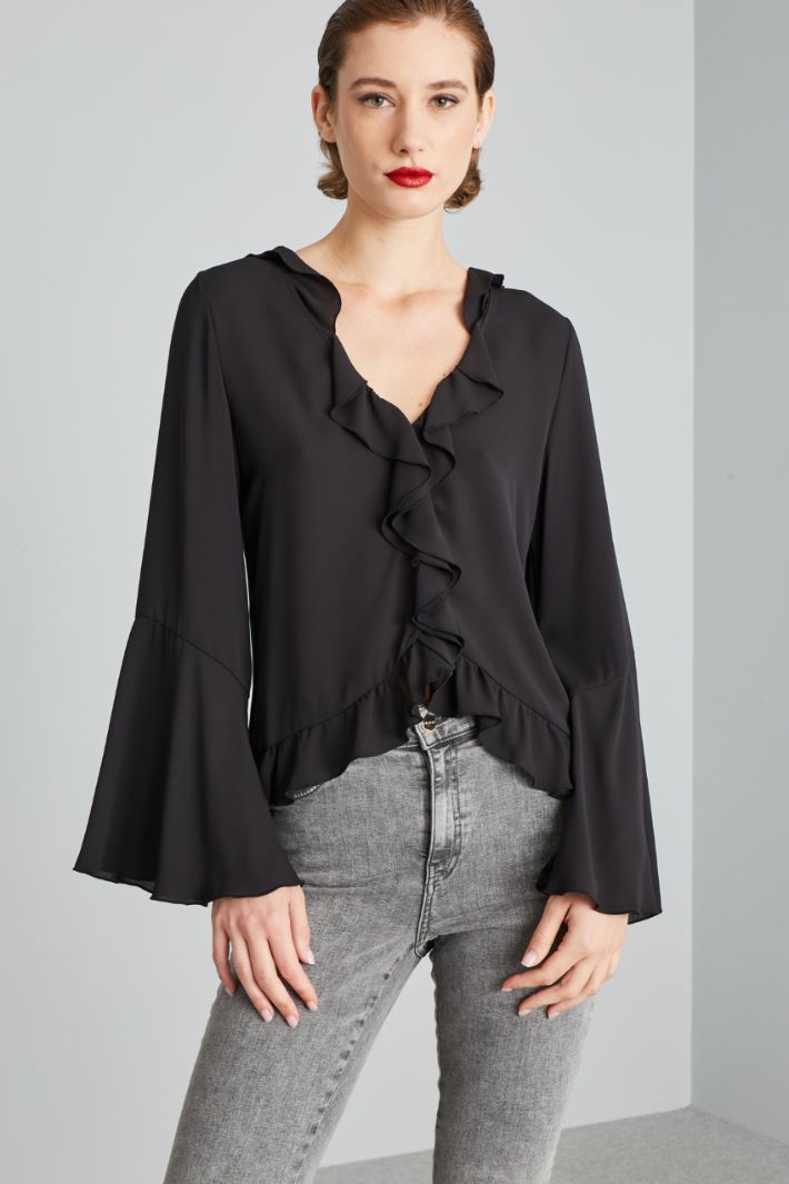 Ruched georgette shirt Intrend - 3