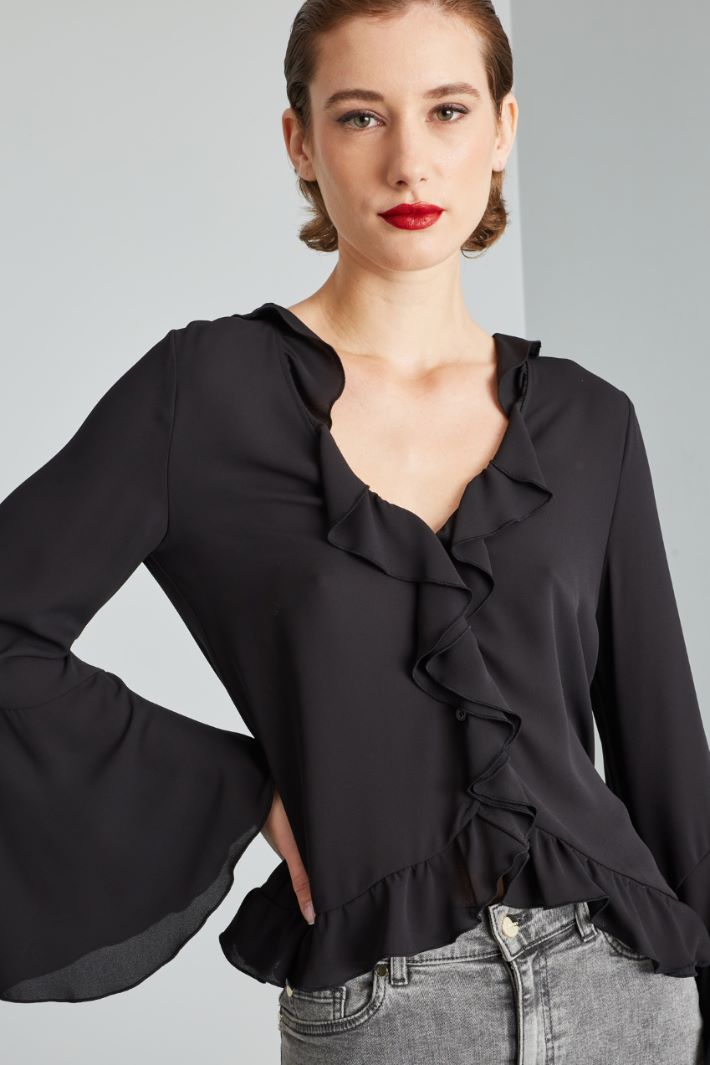 Ruched georgette shirt Intrend - 4