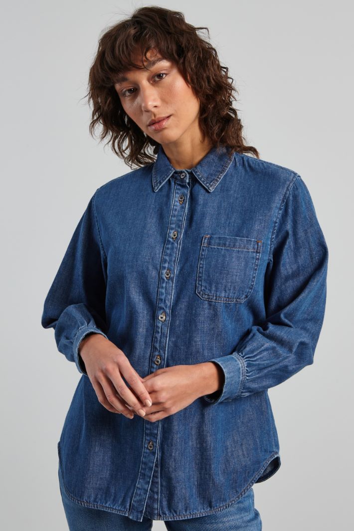 Denim shirt with pocket Intrend - 3