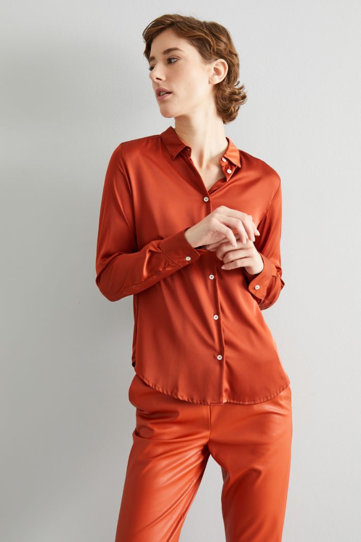 Camicia in raso stretch Intrend - 3