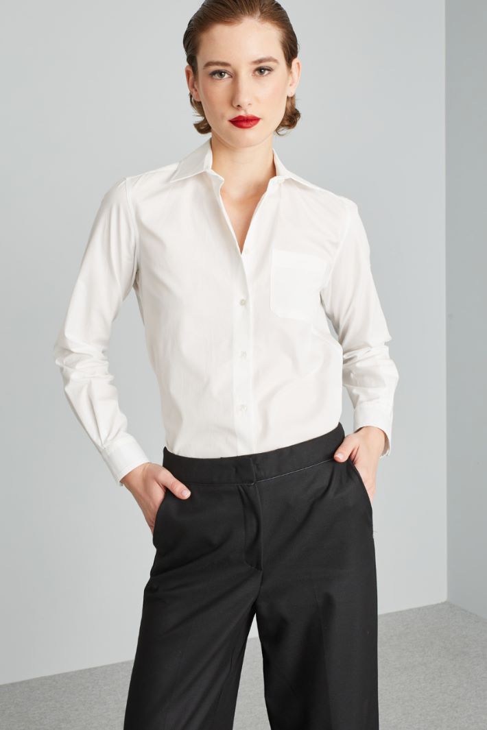 Poplin shirt with chest pocket Intrend - 3