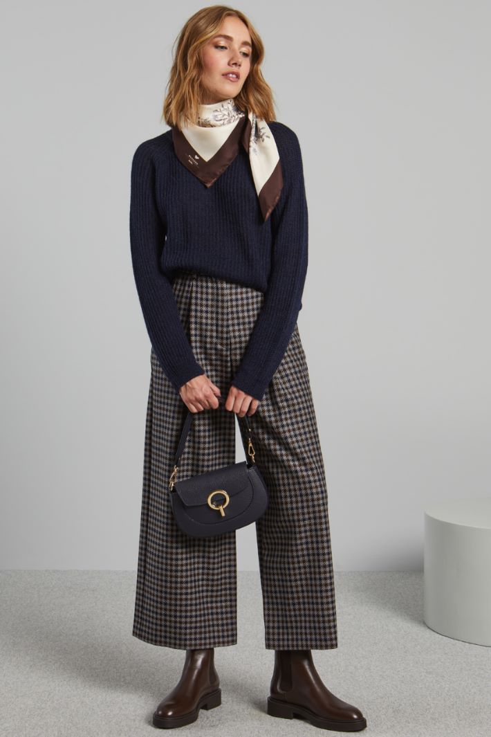 Wool and cotton basketweave trousers Intrend