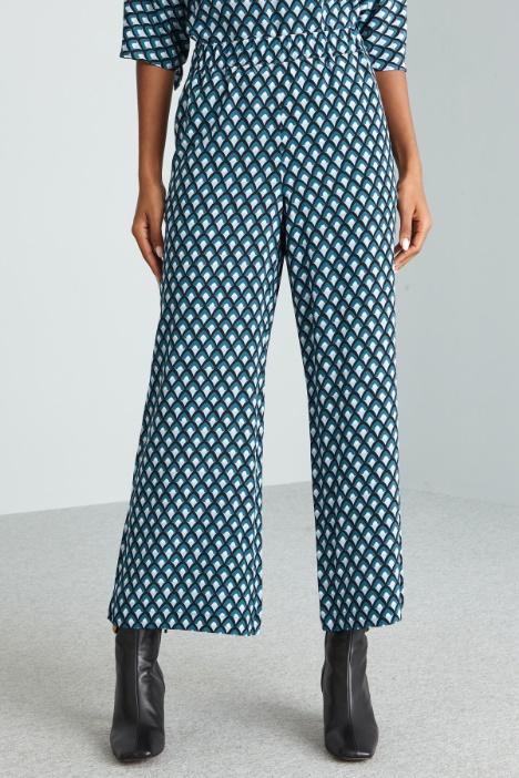 Pantaloni cropped in seta