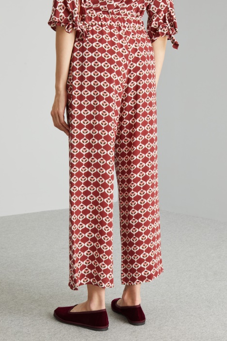 Pantaloni cropped in seta