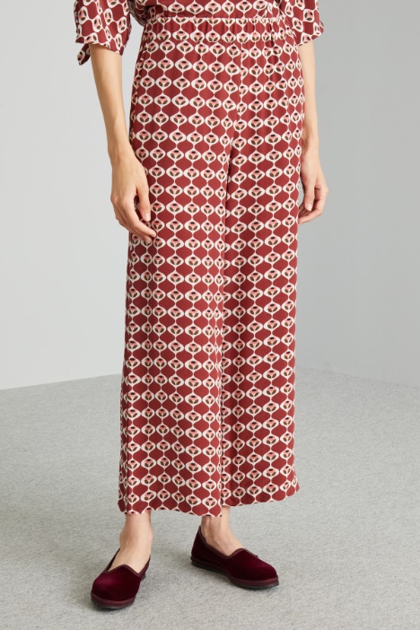 Pantaloni cropped in seta