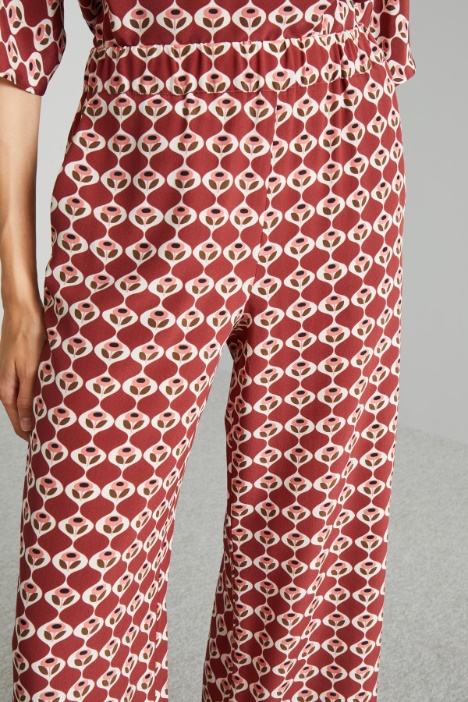 Pantaloni cropped in seta