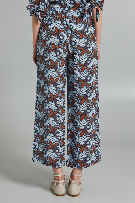 Pantaloni cropped in seta