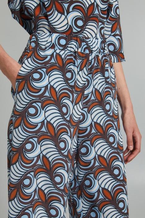 Pantaloni cropped in seta