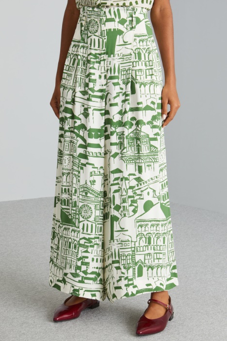 Pantaloni ampi in sablé