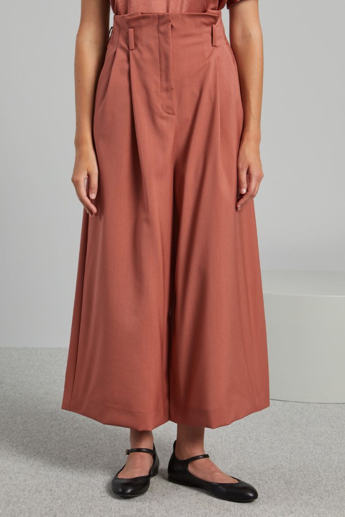 Wool canvas trousers with wide leg Intrend - 3