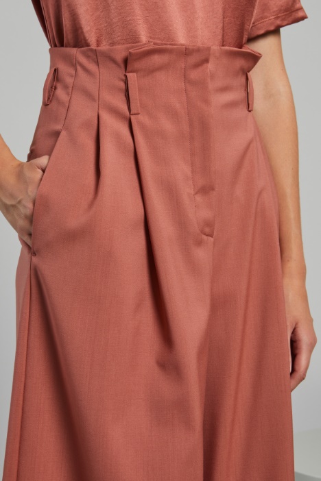 Pantaloni ampi in teal di lana