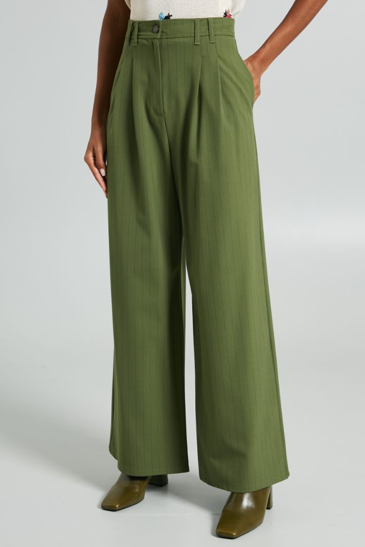 Wide-leg yarn dyed trousers Intrend - 2