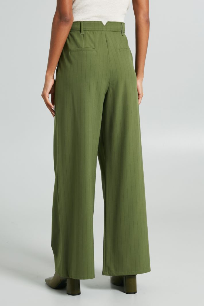 Wide-leg yarn dyed trousers Intrend - 4