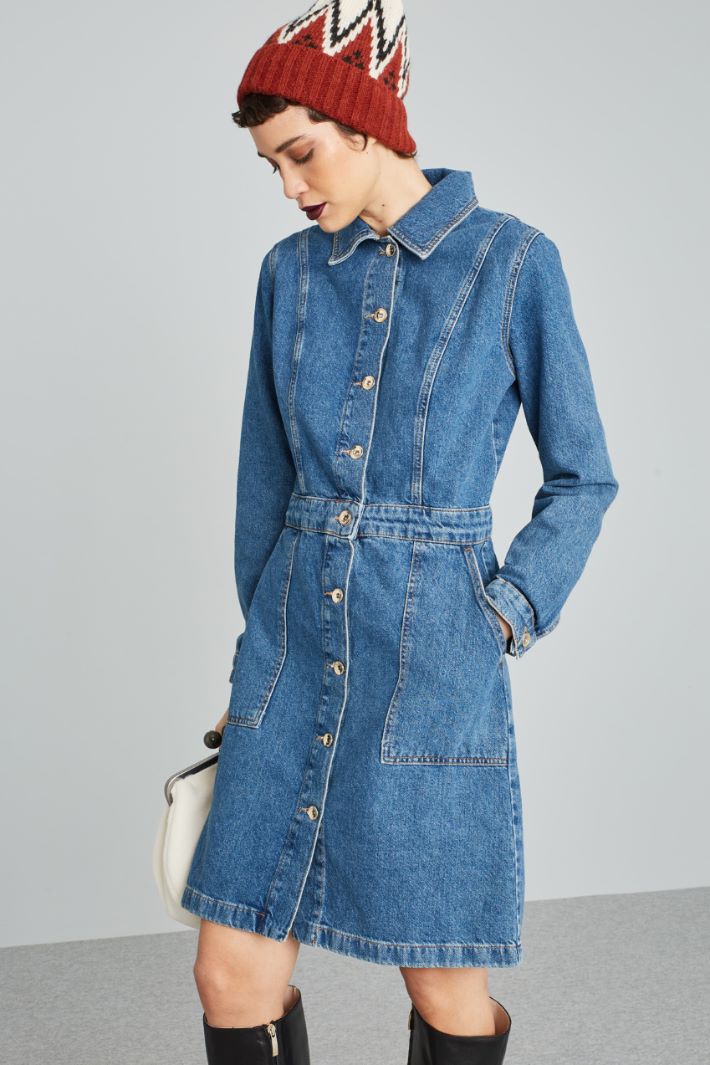 Denim shirt dress Intrend - 3